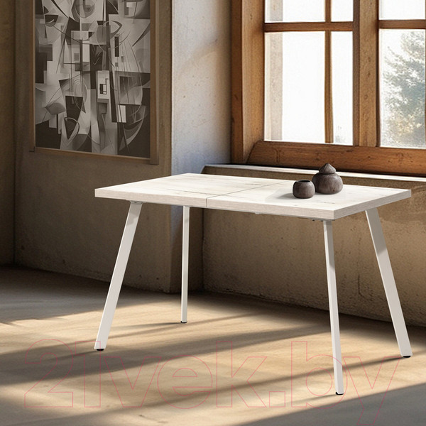 Изображение товара Обеденный стол Millwood Ванкувер 120-152x70x75 (дуб белый Craft/металл белый)