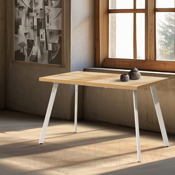 Изображение товара Обеденный стол Millwood Ванкувер 120-152x70x75 (дуб золотой Craft/металл белый)