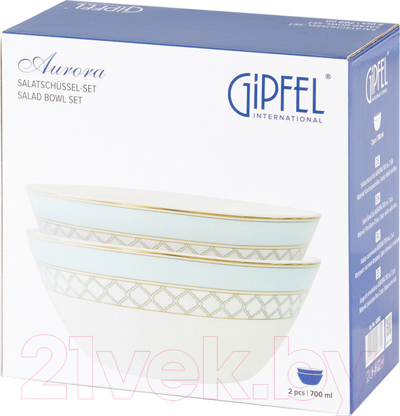 Изображение товара Набор салатников Gipfel Aurora 42862 (2шт, белый/голубой)