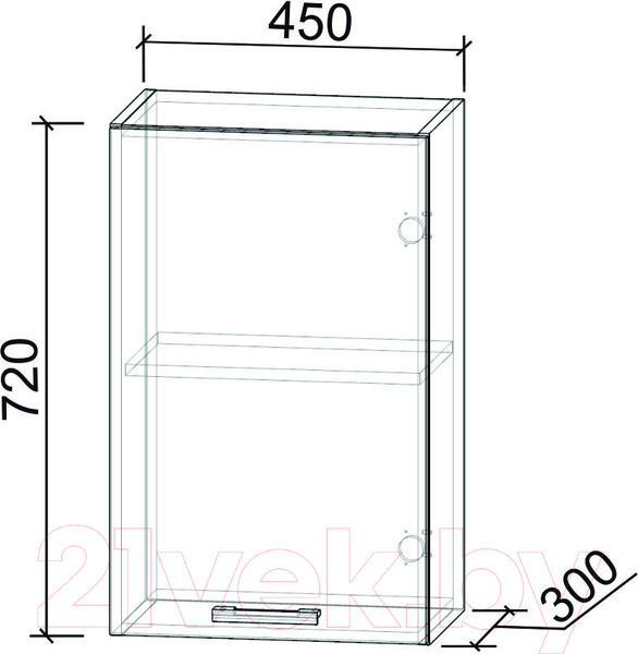 Изображение товара Шкаф навесной для кухни Интерлиния Компо ВШ45-720-1дв (персидский жемчуг)