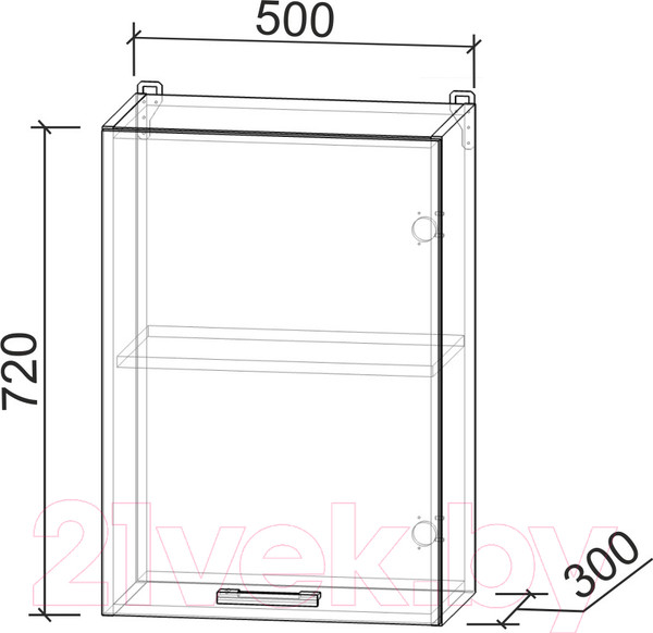 Изображение товара Шкаф навесной для кухни Интерлиния Компо ВШ50-720-1дв (персидский жемчуг)