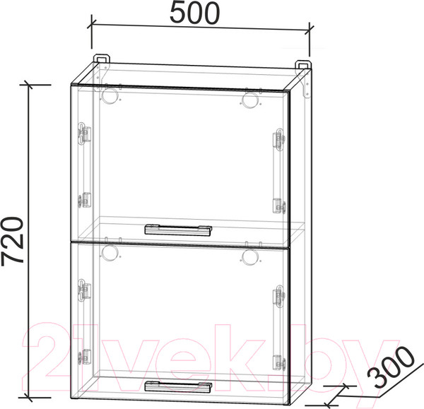 Изображение товара Шкаф навесной для кухни Интерлиния Компо ВШ50-720-2дг (бетон портленд)