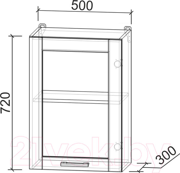 Изображение товара Шкаф навесной для кухни Интерлиния Компо ВШ50ст-720-1дв (дуб серый)