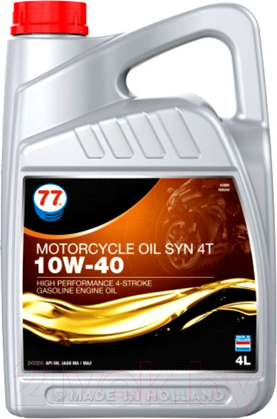 Изображение товара Моторное масло 77 Lubricants Motorcycle Oil Syn 4T 10W-40 / 709344 (4л)