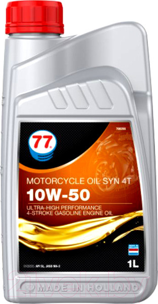 Изображение товара Моторное масло 77 Lubricants Motorcycle Oil Syn 4T 10W-50 / 708290 (1л)