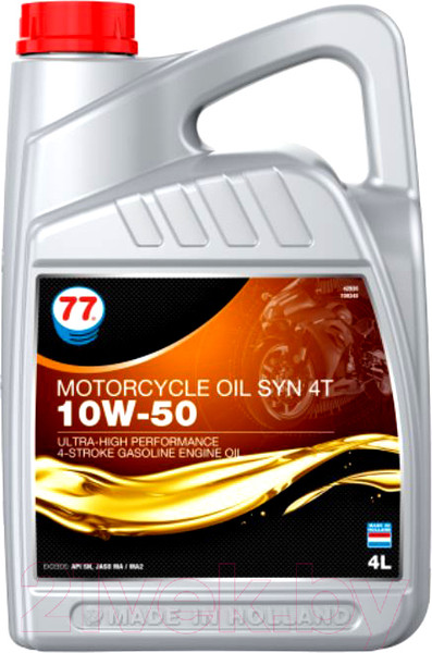 Изображение товара Моторное масло 77 Lubricants Motorcycle Oil Syn 4T 10W-50 / 709345 (4л)