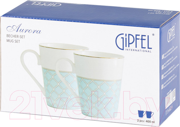 Изображение товара Набор кружек Gipfel Aurora 42868 (2шт, белый/голубой)