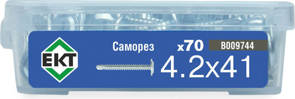 Изображение товара Саморез ЕКТ С прессшайбой 4.2х41 сверло / B009744 (70шт, цинк)