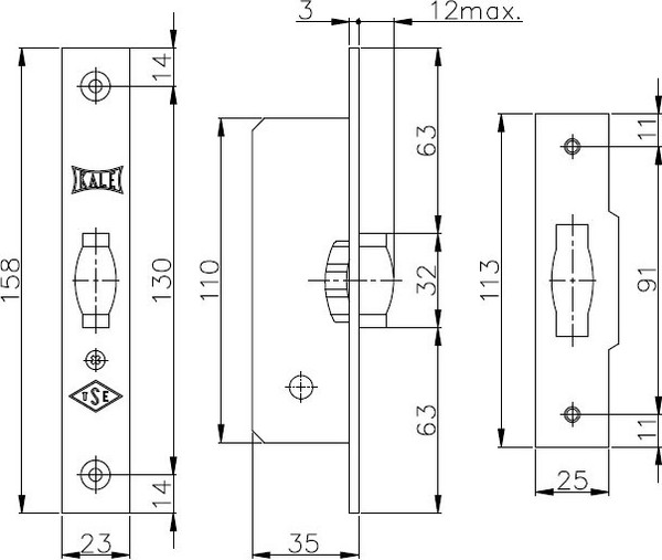 Изображение товара Защелка врезная Kale Kilit 155-В (никель)
