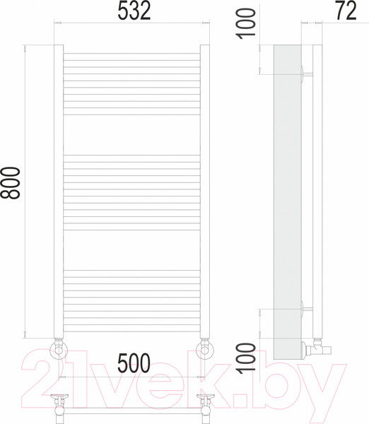 Изображение товара Полотенцесушитель водяной Terminus Аврора П16 500x800 (сатин)