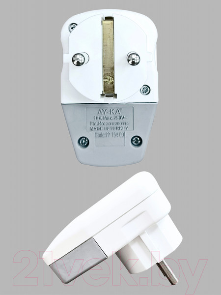 Изображение товара Вилка штепсельная AY-KA Невидимка 77 154 00 (белый)