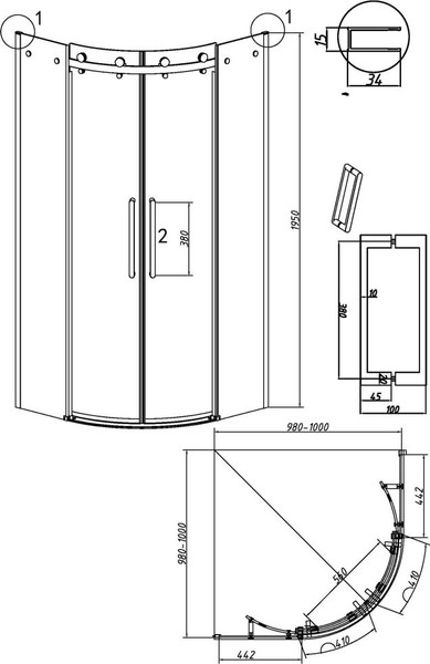 Изображение товара Душевой уголок Grossman Classic 90x90x195 / 301.K33.04.9090.21.00 (черный матовый/прозрачное стекло)