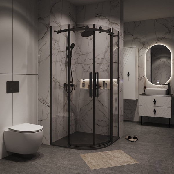 Изображение товара Душевой уголок Grossman Classic 90x90x195 / 301.K33.04.9090.21.00 (черный матовый/прозрачное стекло)