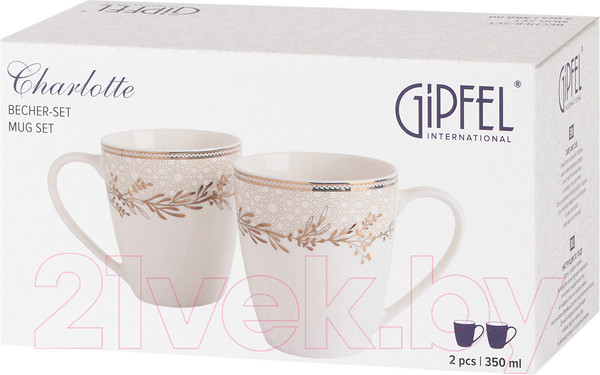 Изображение товара Набор кружек Gipfel Charlotte 51567 (2шт, белый/красный)