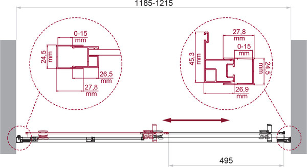 Изображение товара Душевая дверь BelBagno LUCE-BF-1-120-C-ORO