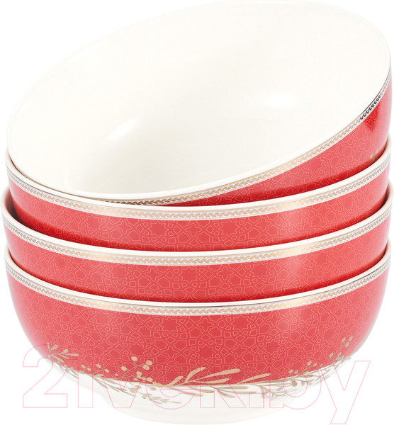 Изображение товара Набор салатников Gipfel Charlotte 51562 (4шт, белый/красный)