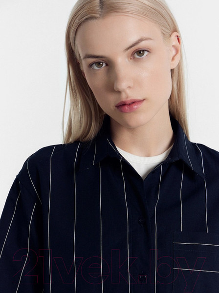 Изображение товара Рубашка Mark Formelle 112682/1 (р.170-88-94, белая полоска на темно-синем)