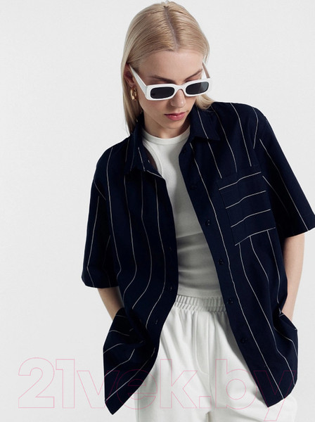 Изображение товара Рубашка Mark Formelle 112682/1 (р.170-100-106, белая полоска на темно-синем)