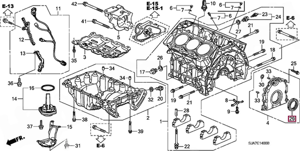 Изображение товара Сальник коленвала Honda 91214R70A01