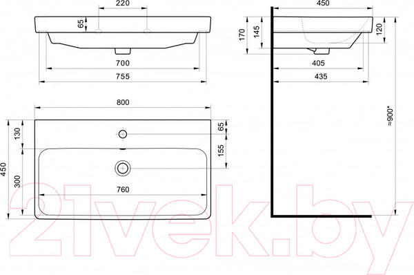 Изображение товара Умывальник Santek Адриана 80 (1WH501772)
