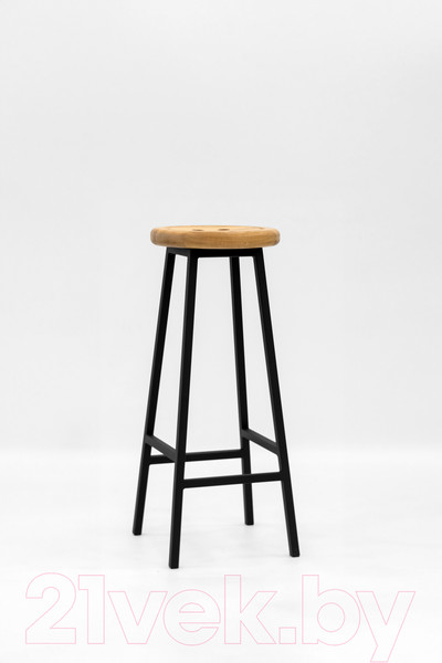Изображение товара Табурет барный Stal-Massiv Button-65 (дуб натуральный/черный)
