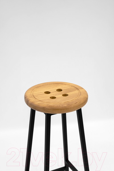 Изображение товара Табурет барный Stal-Massiv Button-65 (дуб натуральный/черный)