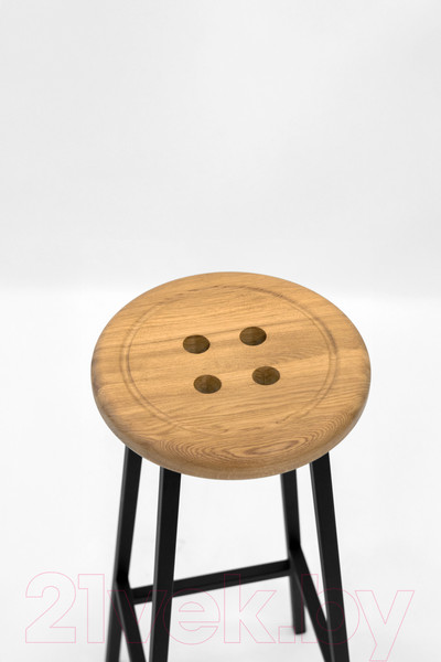 Изображение товара Табурет барный Stal-Massiv Button-65 (дуб натуральный/черный)