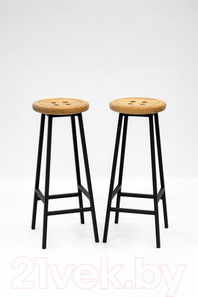 Изображение товара Табурет барный Stal-Massiv Button-65 (дуб натуральный/черный)