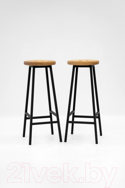 Изображение товара Табурет барный Stal-Massiv Button-65 (дуб натуральный/черный)