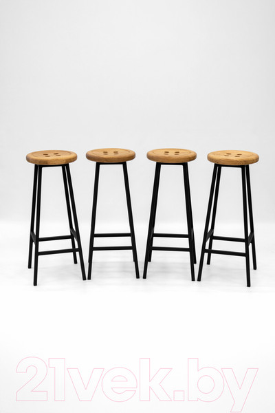 Изображение товара Табурет барный Stal-Massiv Button-65 (дуб натуральный/черный)