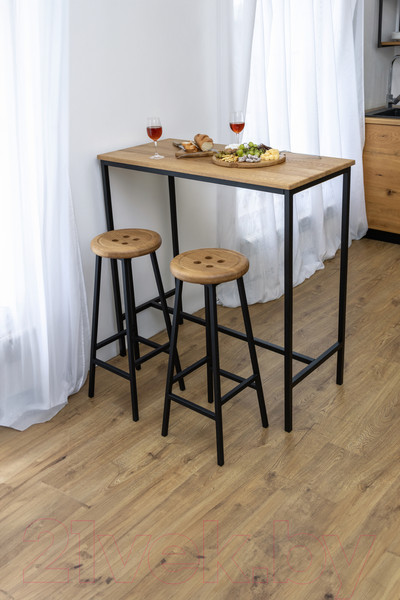 Изображение товара Табурет барный Stal-Massiv Button-65 (дуб натуральный/черный)