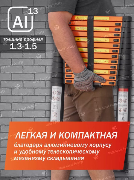 Изображение товара Телескопическая лестница ISMA UP410 (56899)