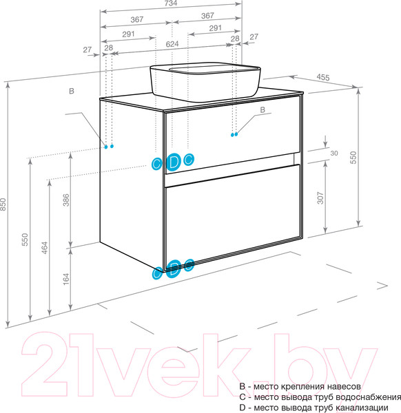 Изображение товара Тумба под умывальник Акватон Либерти 75 (1A279501LYC70)