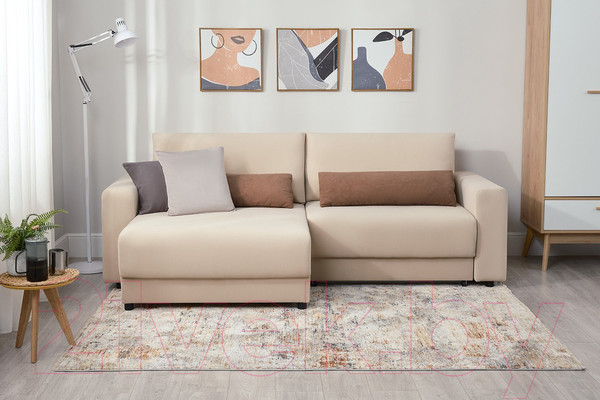 Изображение товара Диван угловой Mio Tesoro Таун 264 1.5ек-1.5пф (1368 бежевый)