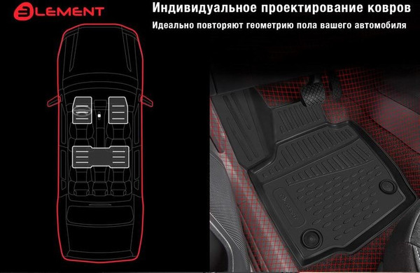 Изображение товара Комплект ковриков для авто ELEMENT ELEMENT3DA66905210K для Haval Jolion 4WD (4шт)