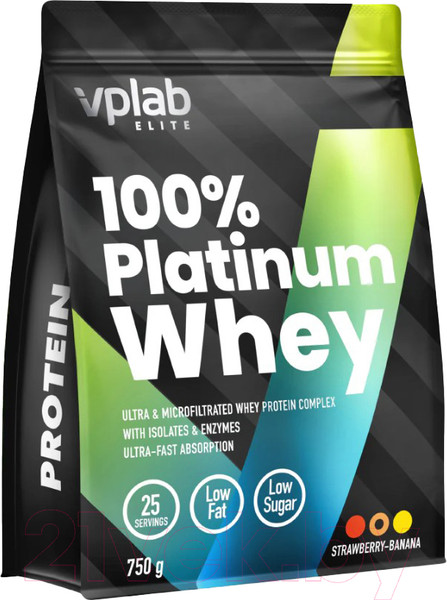 Изображение товара Протеин Vplab 100% Платинум Вей (750г, клубника/банан)