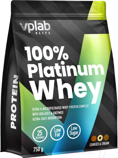Изображение товара Протеин Vplab 100% Платинум Вей (750г, печенье со сливками)