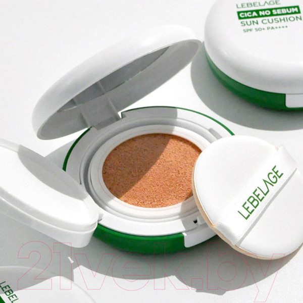 Изображение товара Кушон Lebelage Cica No Sebum Sun Cushion SPF 50+ PA+++ (15г, светло-бежевый)