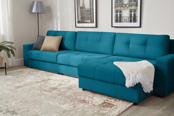 Изображение товара Диван угловой Mio Tesoro Манчестер 292 1.5ек-1.5ек-1.5пф (1102 аквамарин)