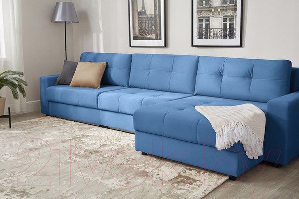 Изображение товара Диван угловой Mio Tesoro Манчестер 292 1.5ек-1.5ек-1.5пф (840 синий)