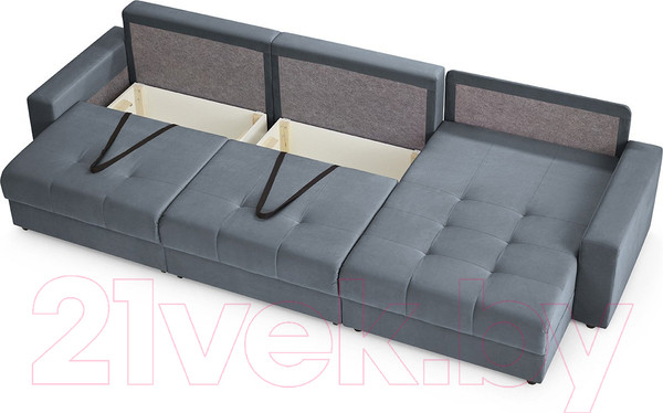 Изображение товара Диван угловой Mio Tesoro Манчестер 292 1.5ек-1.5ек-1.5пф (968 серый)