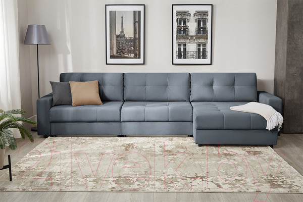 Изображение товара Диван угловой Mio Tesoro Манчестер 292 1.5ек-1.5ек-1.5пф (968 серый)