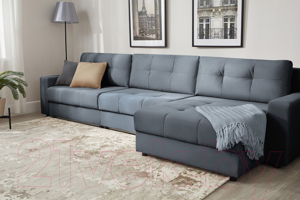 Изображение товара Диван угловой Mio Tesoro Манчестер 292 1.5ек-1.5ек-1.5пф (968 серый)