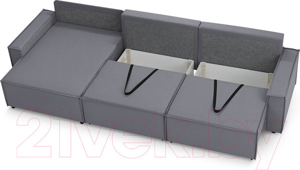 Изображение товара Диван угловой Mio Tesoro Дюссельдорф 293 1.5ек-1.5ек-1.5пф (1173 Savanna Plus Grafit)