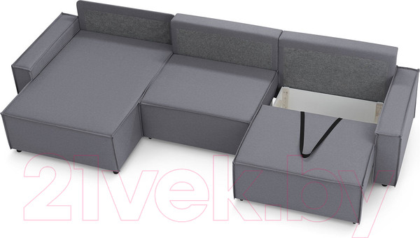 Изображение товара Диван угловой Mio Tesoro Дюссельдорф 293 1.5ек-1.5ек-1.5пф (1173 Savanna Plus Grafit)
