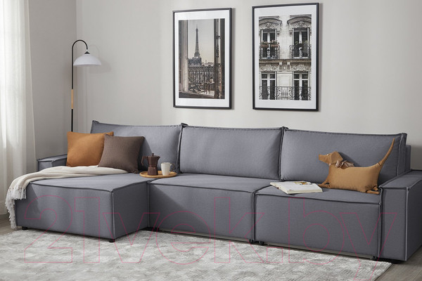 Изображение товара Диван угловой Mio Tesoro Дюссельдорф 293 1.5ек-1.5ек-1.5пф (1173 Savanna Plus Grafit)