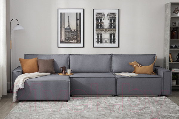 Изображение товара Диван угловой Mio Tesoro Дюссельдорф 293 1.5ек-1.5ек-1.5пф (1173 Savanna Plus Grafit)