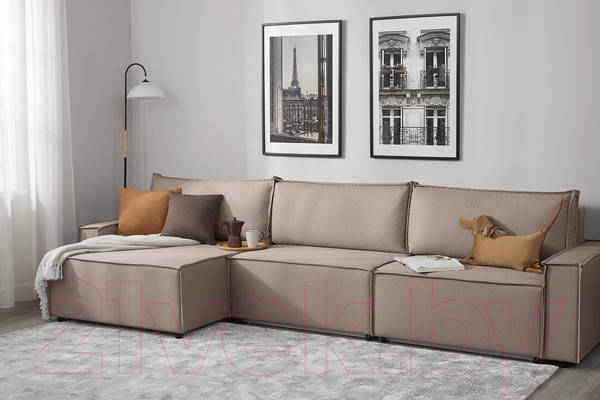 Изображение товара Диван угловой Mio Tesoro Дюссельдорф 293 1.5ек-1.5ек-1.5пф (1176 Savanna Plus Mocca)