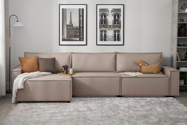 Изображение товара Диван угловой Mio Tesoro Дюссельдорф 293 1.5ек-1.5ек-1.5пф (1176 Savanna Plus Mocca)