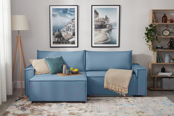 Изображение товара Диван угловой Mio Tesoro Дюссельдорф 293 1.5ек-1.5пф (1175 Savanna Plus Blue)